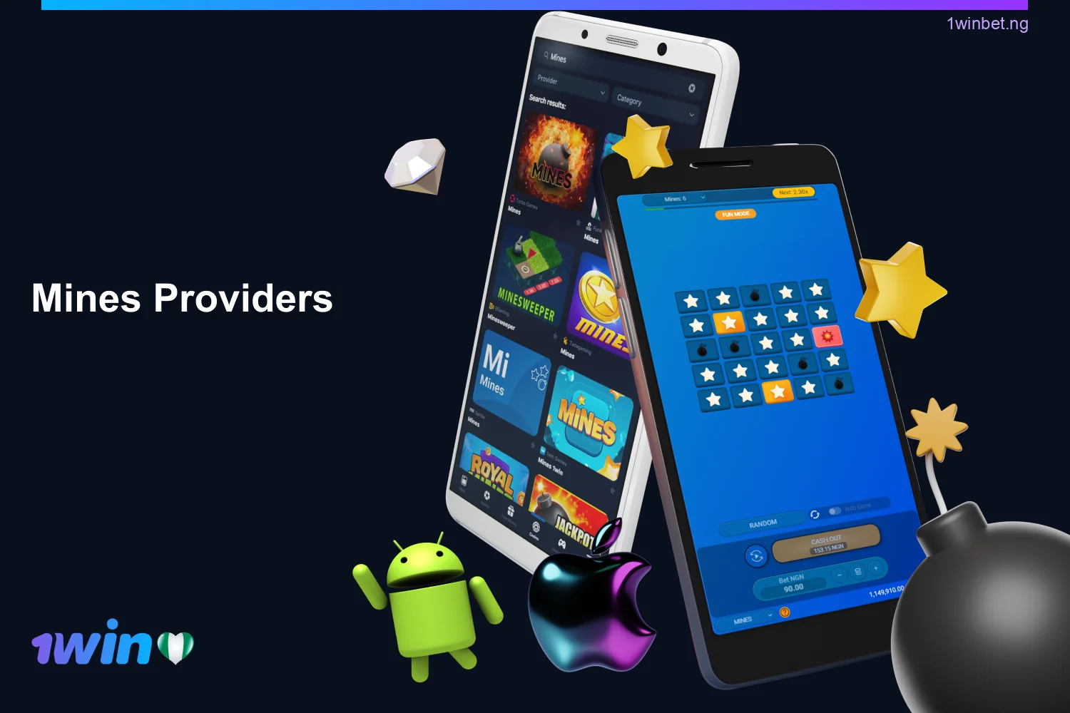 1win casino offers several Mines games with unique themes from different providers
